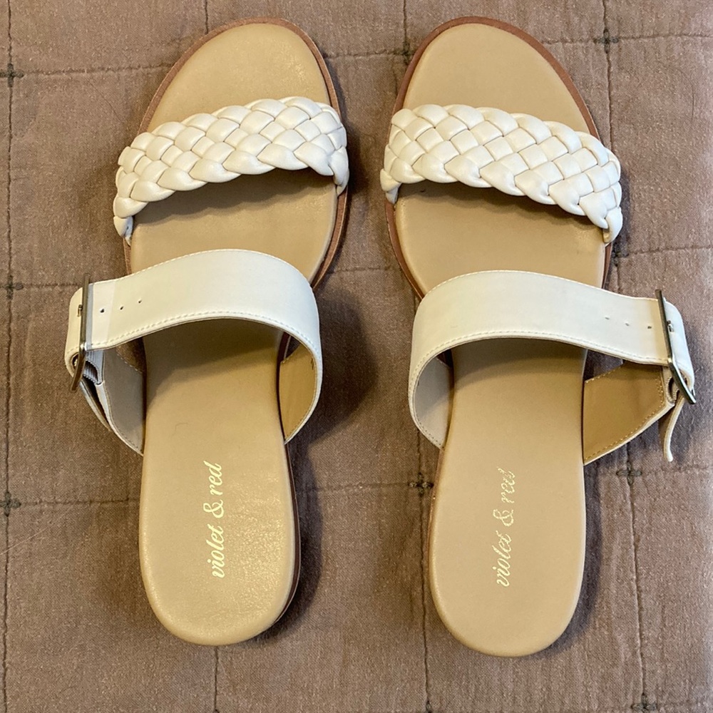 Stitch Fix, Violet & Red Princeton Leather Wedge Sandal, size 9, off white color